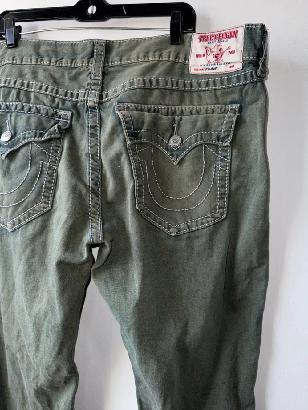 True Religion Men's Olive Straight Jeans